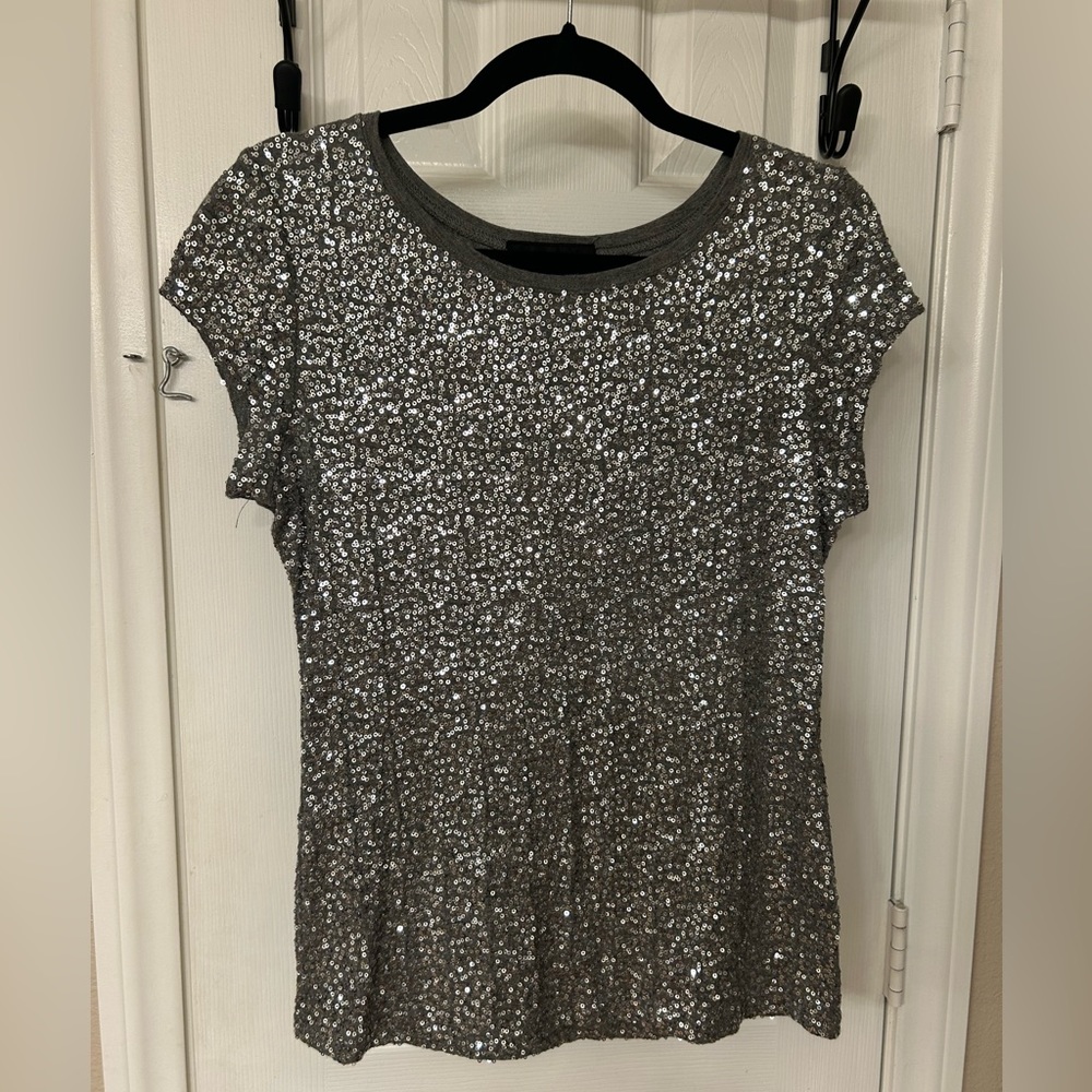 INC International Concepts Sequin Short Sleeve T-Shirt